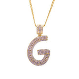 Sterling Silver Letter G Initial Baguette CZ Pendant with Necklace - Artisan Carat
