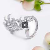 Evergreen Diamond Vine Flower Open Ring in 18k White Gold.