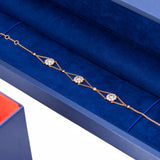 Three Halo Cluster Diamond Bracelet in 18k Rose Gold - Artisan Carat