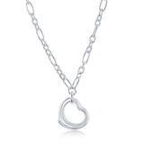 Women's Open Heart Pendant with Necklace in Sterling Silver - Artisan Carat