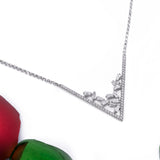 Diamond V Broken Stones Pendant with Necklace in 18k White Gold - Artisan Carat