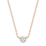 Diamond Solitaire Round Pendant Necklace 0.10ct 18k Rose Gold - Artisan Carat