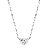 Diamond Solitaire Round Pendant Necklace 0.10ct 18k White Gold - Artisan Carat