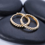 Small Rope Design Hoop Earrings in 14k Yellow Gold - Artisan Carat