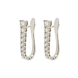 Gradually Set Vertical Diamond Huggies Earrings in 18k White Gold - Artisan Carat