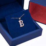 Letter B CZ Initial Pendant with Necklace in 14k Yellow Gold - Artisan Carat