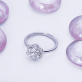 Cluster Flower Halo Diamond Engagement Ring in 18k White Gold - Artisan Carat