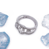 Past Present Future Open Shank Diamond Engagement Ring in 18k White Gold - Artisan Carat