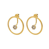 Hoop with Diamond Cluster Front Back Stud Earrings in 18k Yellow Gold - Artisan Carat