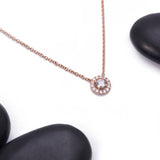 Halo Diamond Pendant with Necklace in 18k Rose Gold - Artisan Carat