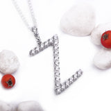 Sterling Silver Letter Z Initial Round CZ Pendant with Necklace - Artisan Carat