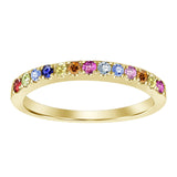 Brilliant Cut Gold Multi Sapphire Half Eternity Band Ring in 14k Yellow Gold - Artisan Carat