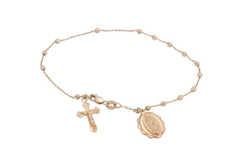 High Polished Round Gold Over Sterling Silver Rosary Bracelet | 5mm Beads -  Holy Land Art Company, LLC