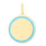 14K Gold Blue Enamel Circle Charm Pendant - Artisan Carat