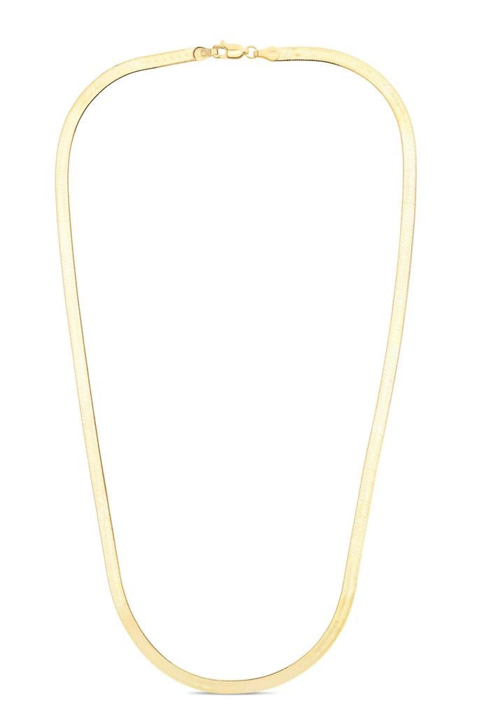 14K Real Yellow Gold Herringbone Snake Chain Necklace