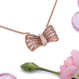 Chocolate Diamonds Bowtie Pendant with Necklace in 18k Rose Gold - Artisan Carat