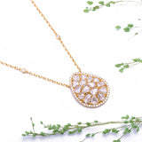 Broken Multi Faceted Diamond Nugget Egg-Shaped Pendant with Necklace in 18k Yellow Gold - Artisan Carat