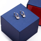 Single Row Attached Heart CZ Huggies Earrings in 14k White Gold - Artisan Carat