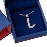 Sterling Silver Letter L Initial Baguette CZ Pendant with Necklace - Artisan Carat