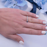 Gradual Diamond Blue Sapphire Fashion Ring in 18k White Gold.
