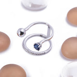 Floating Sphere with Blue Sapphire Conjoined Diamond Band Ring in 18k White Gold - Artisan Carat