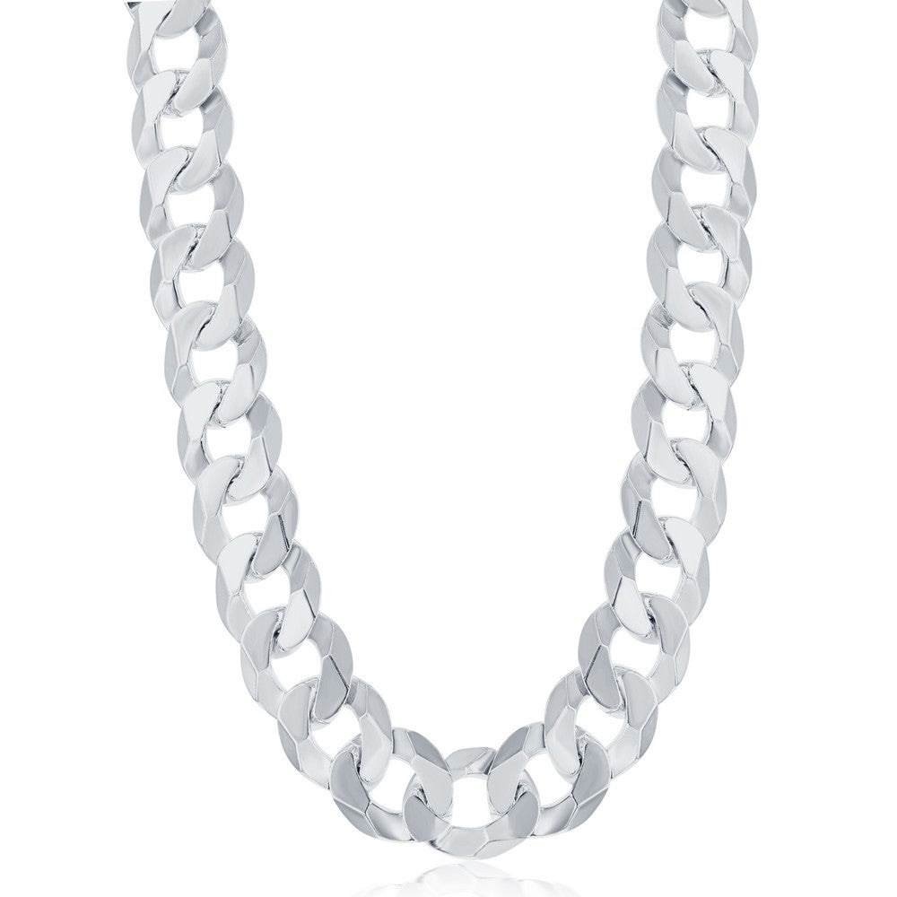 Solid Cuban Chain Necklace Sterling Silver 22