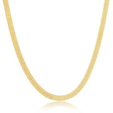 14k Gold Omega Herringbone Lay Flat Necklace 4mm - Artisan Carat