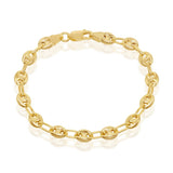 Mens Sterling Silver Puffed Mariner Chain Gold Plated 6mm - Artisan Carat