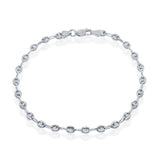 Sterling Silver Puffed Marina Anklet 4mm - Artisan Carat