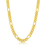 Mens Sterling Silver Solid Miami Cuban Figaro Link Chain GP - Artisan Carat