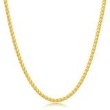 Mens Sterling Silver Italian Franco Chain 3mm - Gold Plated - Artisan Carat