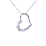 Hanging Heart Half CZ Pendant with Necklace in 14k White gold - Artisan Carat