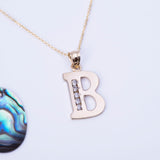 Letter B CZ Initial Pendant with Necklace in 14k Yellow Gold - Artisan Carat