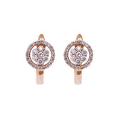 Halo Floral Design Diamond Latch Back Earrings in 18k Rose Gold - Artisan Carat