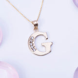Letter G CZ Initial Pendant with Necklace in 14k Yellow Gold - Artisan Carat