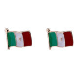 Flag of Mexico Stud Earrings in 14k Yellow Gold - Artisan Carat