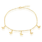 Silver Butterfly Paperclip Anklet - 18k Gold Plated - Artisan Carat