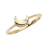 14kt Gold Size-7 Yellow Finish 6.5x7.2x1mm Polished Sideways Moon Ring  with 0.0050ct 1mm White Diamond - Artisan Carat