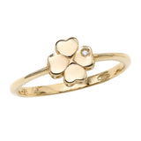14kt Gold Size-7 Yellow Finish 7x7x1mm Polished 4 Leaf Clover Ring  with 0.0050ct 1mm White Diamond - Artisan Carat