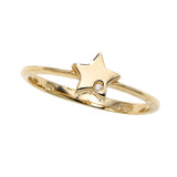 14kt Gold Size-7 Yellow Finish 6.5x6.5x1mm Polished Star Ring  with 0.0050ct 1mm White Diamond - Artisan Carat
