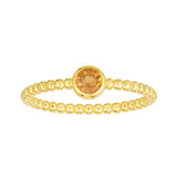 14kt Gold Size-7 Yellow Finish 4.5mm Polished Beaded Ring  with  4mm Round Citrine - Artisan Carat