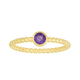 14kt Gold Size-7 Yellow Finish 4.5mm Polished Beaded Ring  with  4mm Round Purple Amethyst - Artisan Carat