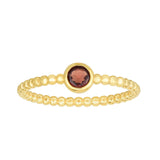 14kt Gold Size-7 Yellow Finish 4.5mm Polished Beaded Ring  with  4mm Round Garnet - Artisan Carat