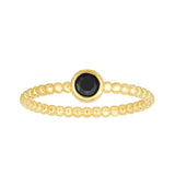 14kt Gold Size-7 Yellow Finish 4.5mm Polished Beaded Ring  with  4mm Round Black Spinel - Artisan Carat