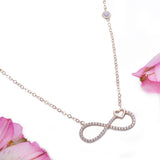 Infinity Symbol with Heart CZ Pendant and Necklace in 14k Yellow Gold - Artisan Carat