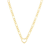 14K Gold Heart Figaro Chain Necklace - Artisan Carat