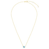 14kt Gold 17 inches Yellow Finish Extendable Colored Stone Necklace with Spring Ring Clasp with 0.9000ct 6mm Round Blue Topaz - Artisan Carat