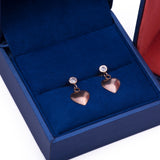 Medium Hanging Smoky Bronze Heart CZ Stud Earrings in 14k Yellow Gold - Artisan Carat