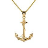 Sailor Anchor Cross Pendant with Necklace in 14k Yellow Gold - Artisan Carat