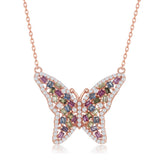 Rose Gold Plated Silver Gemstone Butterfly Necklace - Artisan Carat